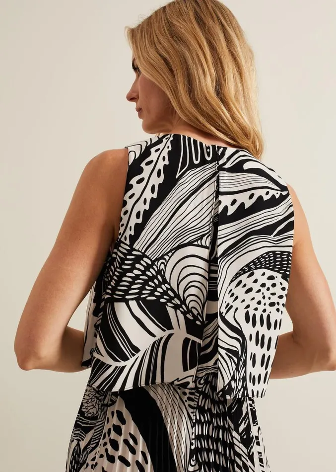 Saskia Abstract Pleated Jumpsuit Black Multi Women Phase Eight Jumpsuits