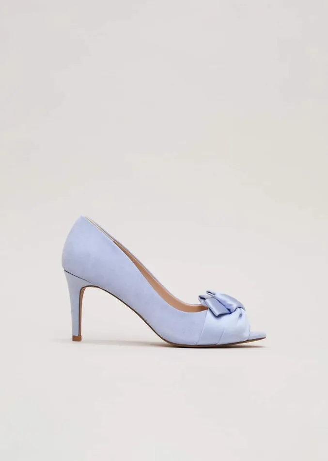 Satin Twist Peeptoe Shoes Pale Blue Women Phase Eight Occasion Shoes