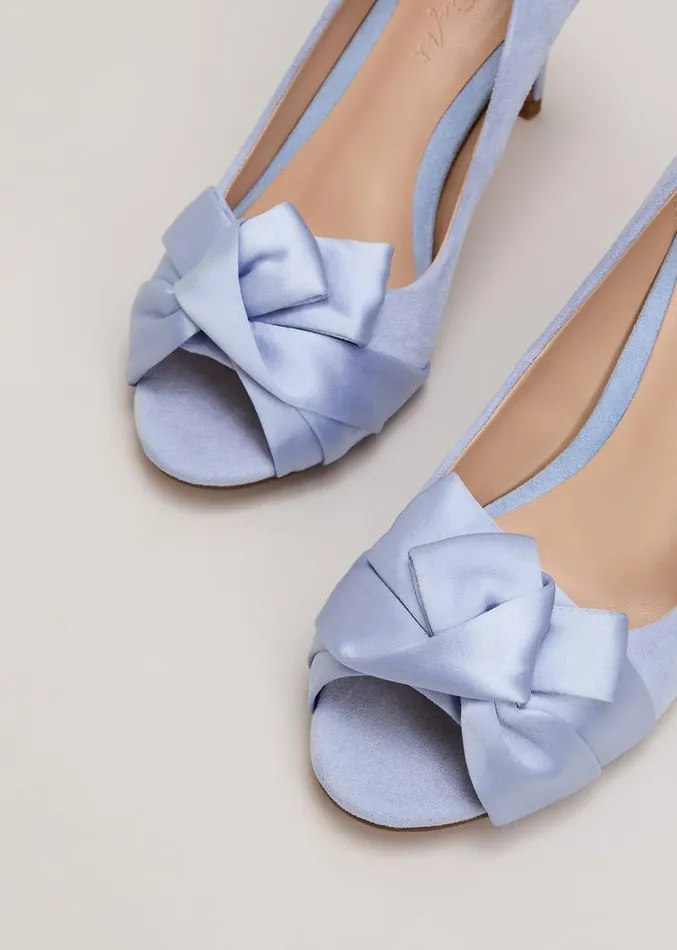Satin Twist Peeptoe Shoes Pale Blue Women Phase Eight Occasion Shoes