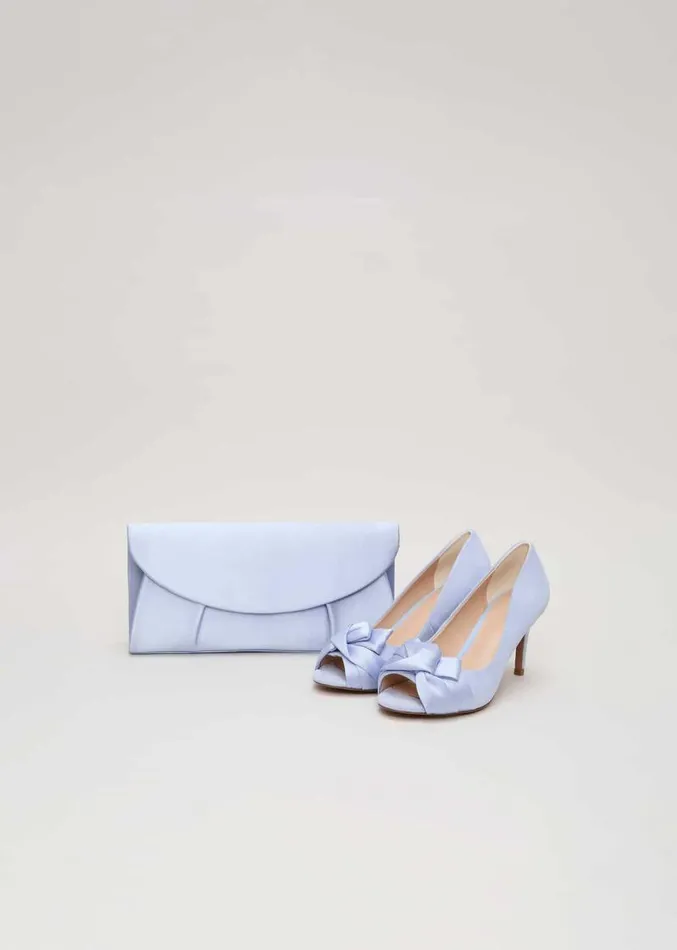 Satin Twist Peeptoe Shoes Pale Blue Women Phase Eight Occasion Shoes