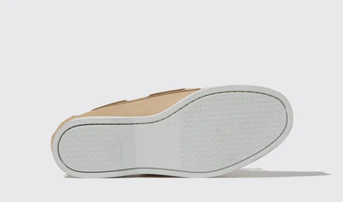 Scarosso Boat Shoes Men Orlando Beige Nubuck Beige 8211 Nubuck