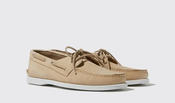 Scarosso Boat Shoes Men Orlando Beige Nubuck Beige 8211 Nubuck