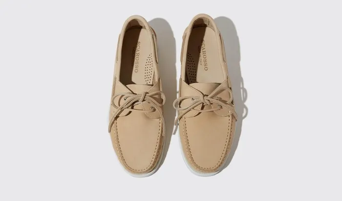 Scarosso Boat Shoes Men Orlando Beige Nubuck Beige 8211 Nubuck