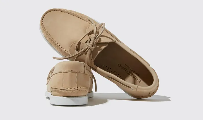 Scarosso Boat Shoes Men Orlando Beige Nubuck Beige 8211 Nubuck