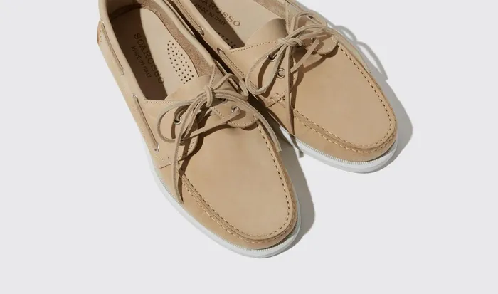Scarosso Boat Shoes Men Orlando Beige Nubuck Beige 8211 Nubuck