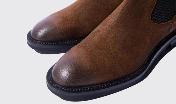 Scarosso Chelsea Boots Men Hunter Cigar Cigar Suede