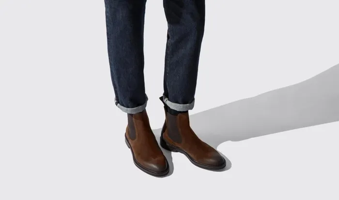 Scarosso Chelsea Boots Men Hunter Cigar Cigar Suede