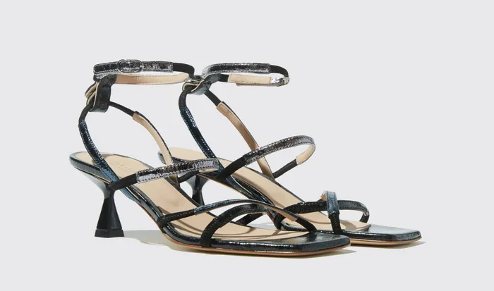 Scarosso Sandals Women Sally Black Metallic Black 8211 Metallic Fabric