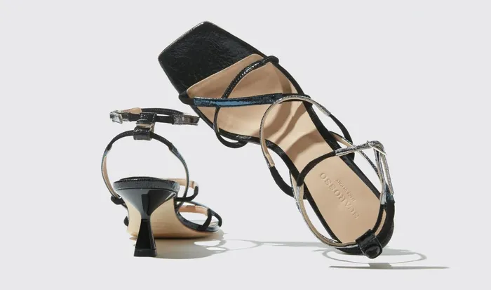 Scarosso Sandals Women Sally Black Metallic Black 8211 Metallic Fabric