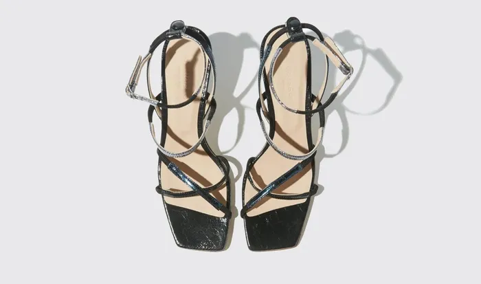 Scarosso Sandals Women Sally Black Metallic Black 8211 Metallic Fabric