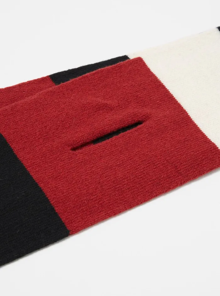Scarves Men Universal Works Universal Works Deluxe Football Scarf In BlackRedEcru Soft Wool