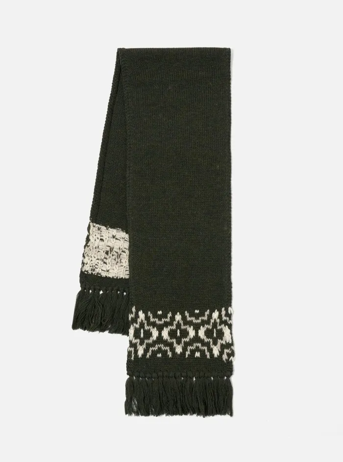 Scarves Men Universal Works Universal Works Wool Scarf In OliveNatural British Wool