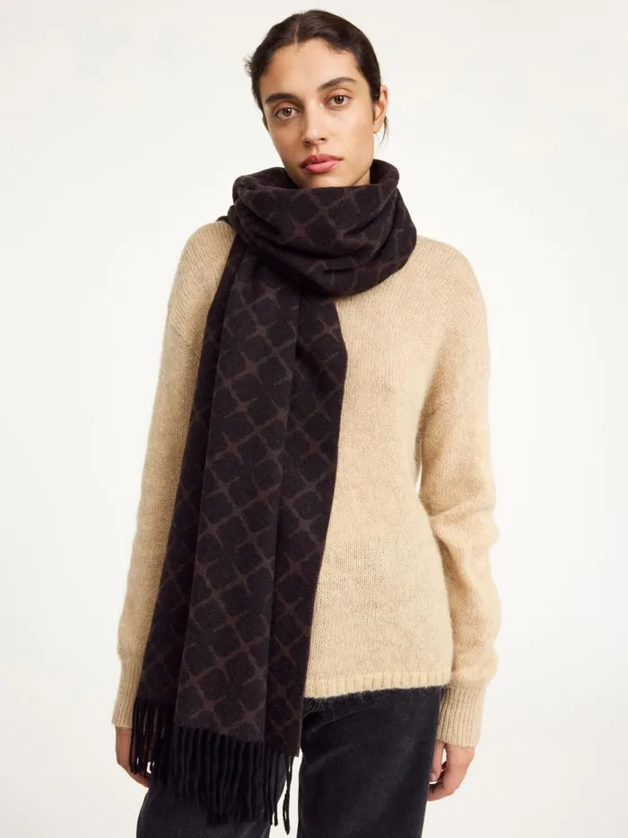 Scarves Women By Malene Birger Ortega CashmereBlend Scarf Dark Chokolate