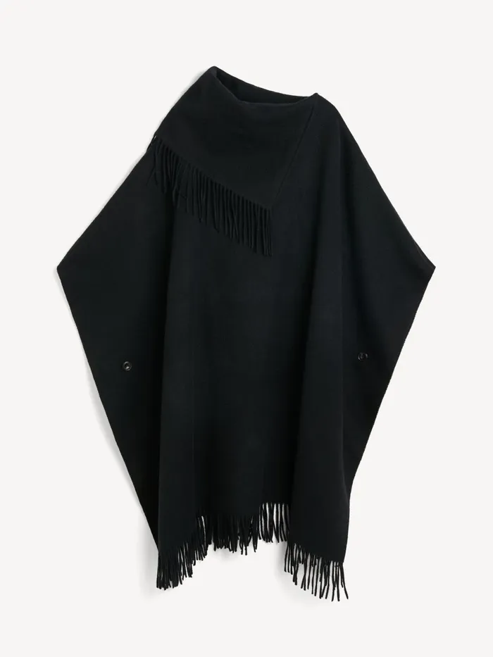 Scarves Women By Malene Birger Turtlo Wool Poncho Black