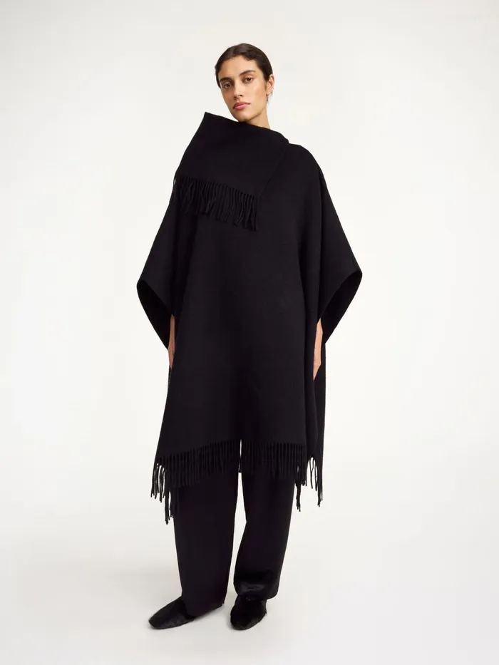 Scarves Women By Malene Birger Turtlo Wool Poncho Black