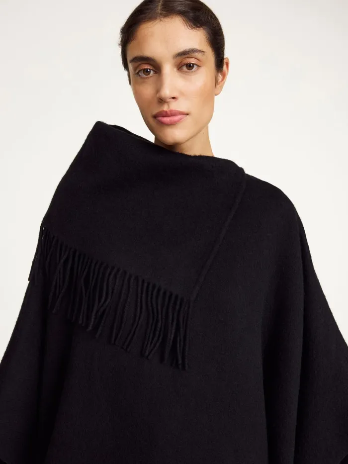 Scarves Women By Malene Birger Turtlo Wool Poncho Black