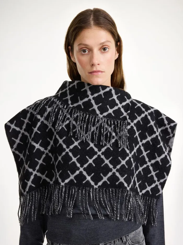 Scarves Women By Malene Birger Turtlos Wool Bib Light Grey Melange