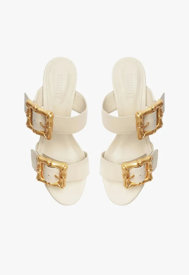 Schutz Shoes Enola Women Enola Mid Block Sandal Pearl