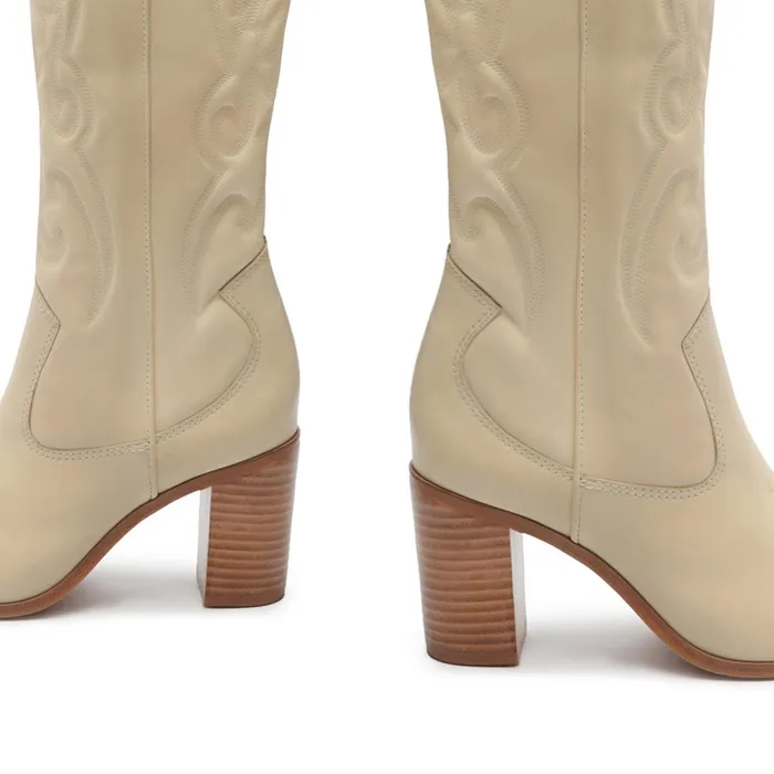 Schutz Shoes Maryana Boots Women Maryana Block West Boot Eggshell Schutz Shoes Maryana Boots Women Maryana Block West Boot Eggshell