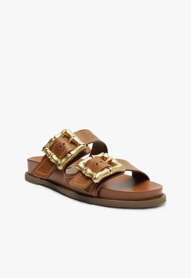 Schutz Shoes Mules Women Enola Sporty Leather Sandal New Wood