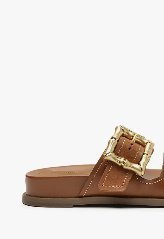 Schutz Shoes Mules Women Enola Sporty Leather Sandal New Wood
