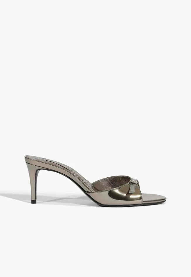 Schutz Shoes Mules Women Jane Mule Sandal Silver