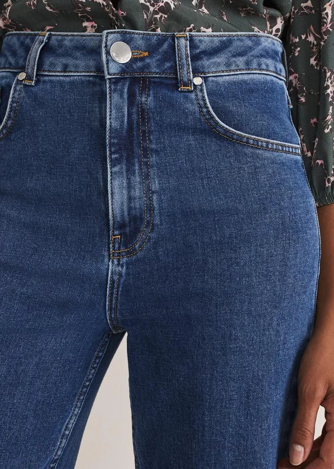 Scout Cargo Wide Leg Jeans Mid Blue Women Phase Eight Trousers