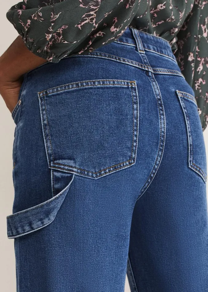 Scout Cargo Wide Leg Jeans Mid Blue Women Phase Eight Trousers