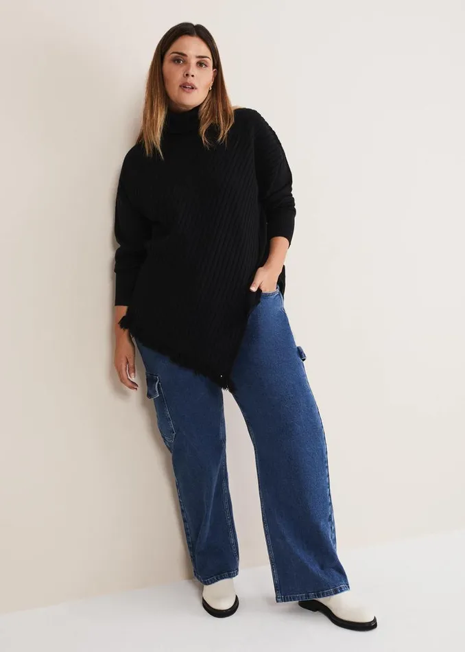 Scout Cargo Wide Leg Jeans Mid Blue Women Phase Eight Trousers