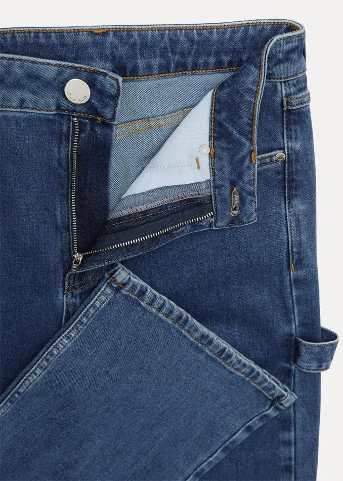 Scout Cargo Wide Leg Jeans Mid Blue Women Phase Eight Trousers