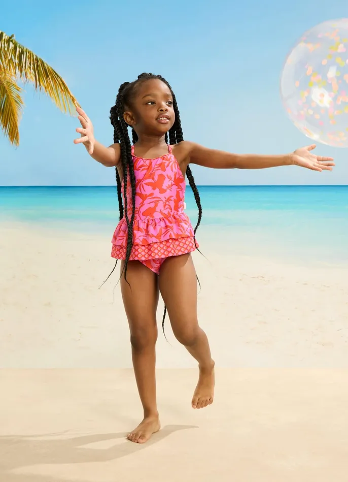 Seafolly Birds Of A Feather Girls Peplum One Piece 8211 Birds Feath Girls Toddler and Girls One Pieces