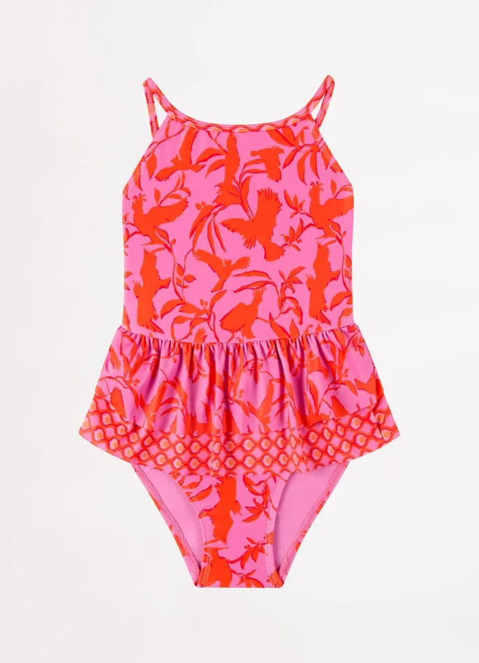 Seafolly Birds Of A Feather Girls Peplum One Piece 8211 Birds Feath Girls Toddler and Girls One Pieces