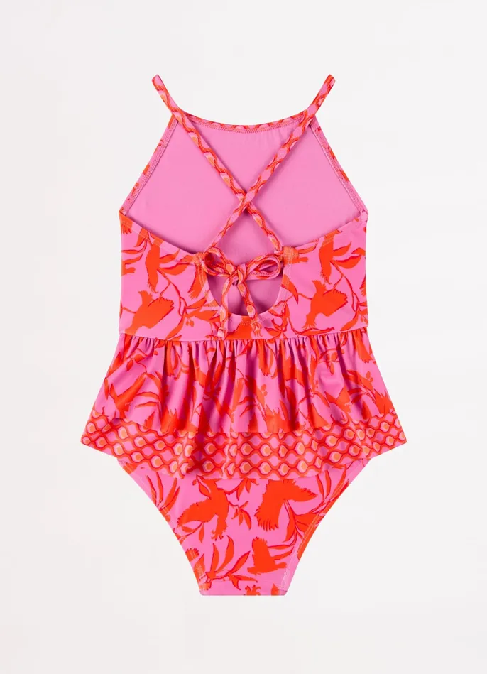 Seafolly Birds Of A Feather Girls Peplum One Piece 8211 Birds Feath Girls Toddler and Girls One Pieces