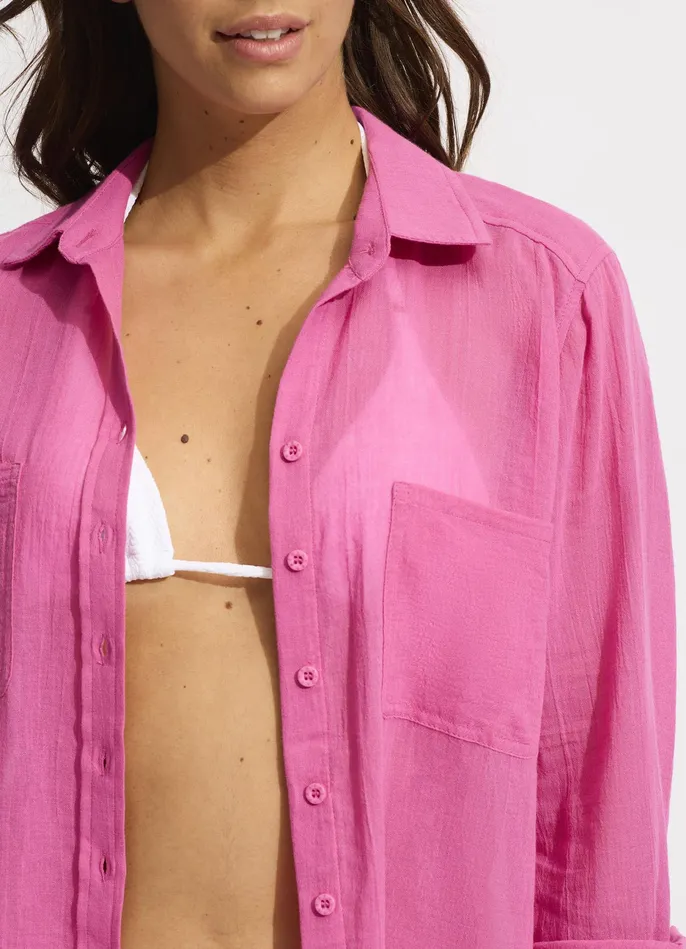 Seafolly Breeze Beach Shirt 8211 Hot Pink Women Tops