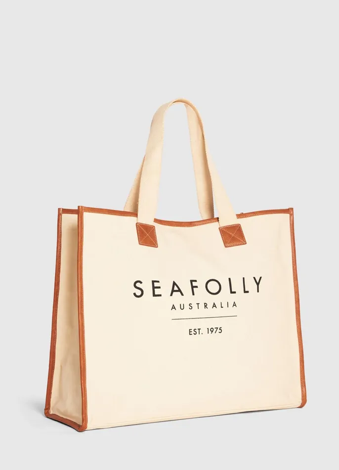 Seafolly Canvas Tote Bag 8211 Sand Women Beach Bags