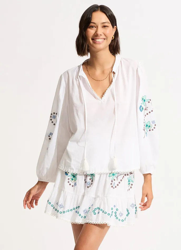 Seafolly Eden Embroidery Skirt 8211 White Women Skirts and Sarongs