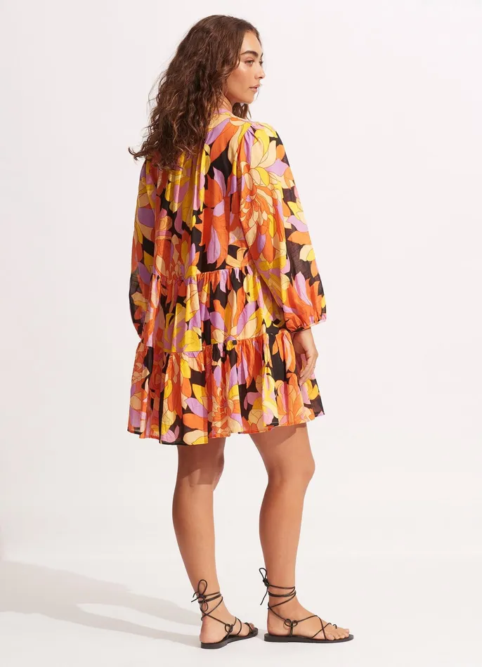 Seafolly Palm Springs Tier Dress 8211 Black Women Beach Dresses