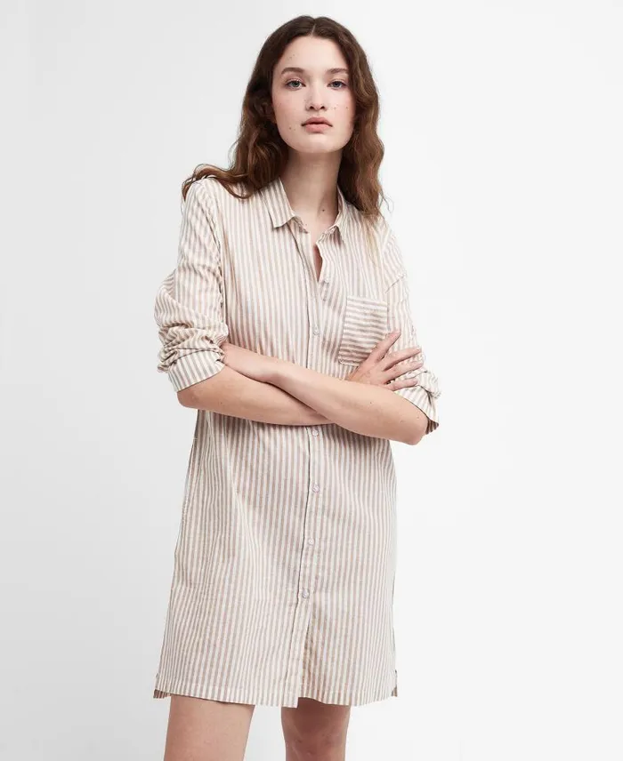 Seaglow Striped Shirt Dress Tannin Stripe Women Barbour Dresses and Skirts