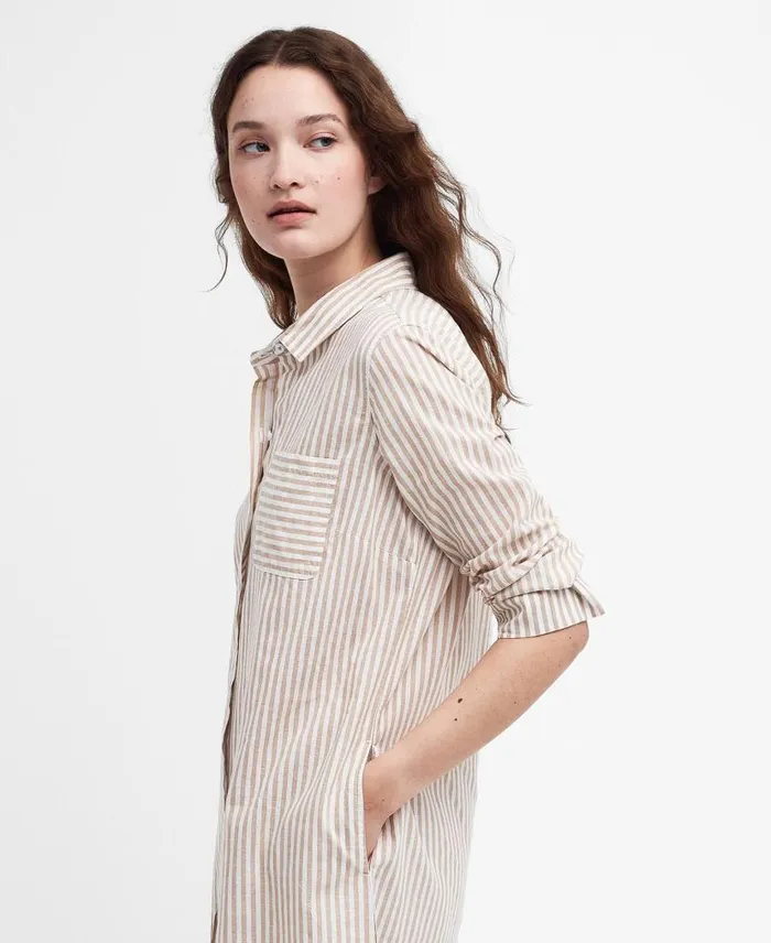 Seaglow Striped Shirt Dress Tannin Stripe Women Barbour Dresses and Skirts