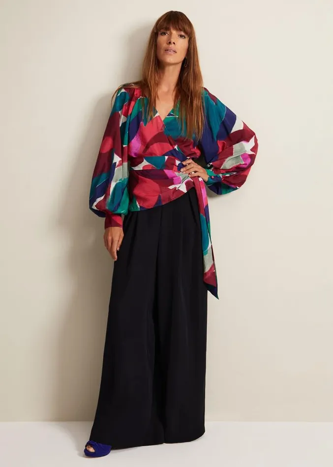 Shalni Abstract Floral Wrap Top Multicoloured Women Phase Eight Shirts and Blouses Shalni Abstract Floral Wrap Top Multicoloured Women Phase Eight Shirts and Blouses