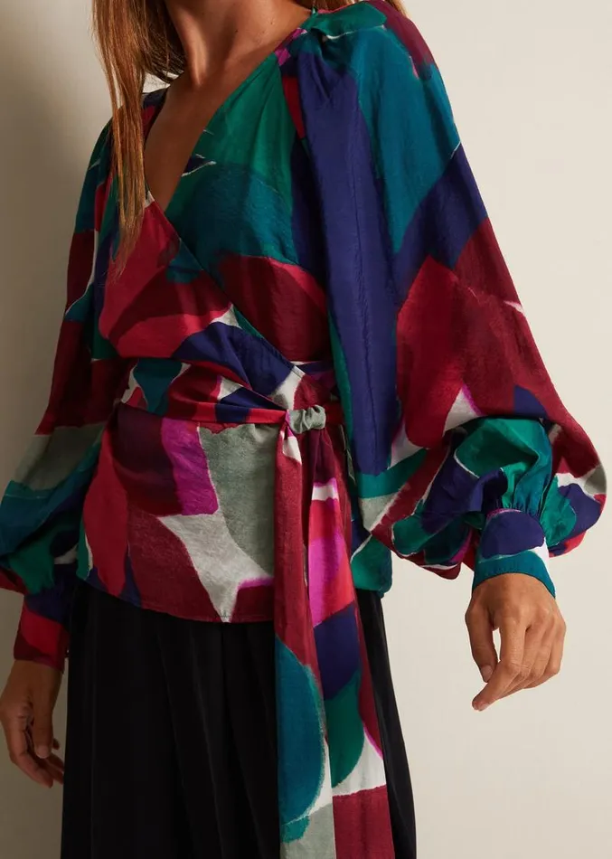 Shalni Abstract Floral Wrap Top Multicoloured Women Phase Eight Shirts and Blouses Shalni Abstract Floral Wrap Top Multicoloured Women Phase Eight Shirts and Blouses