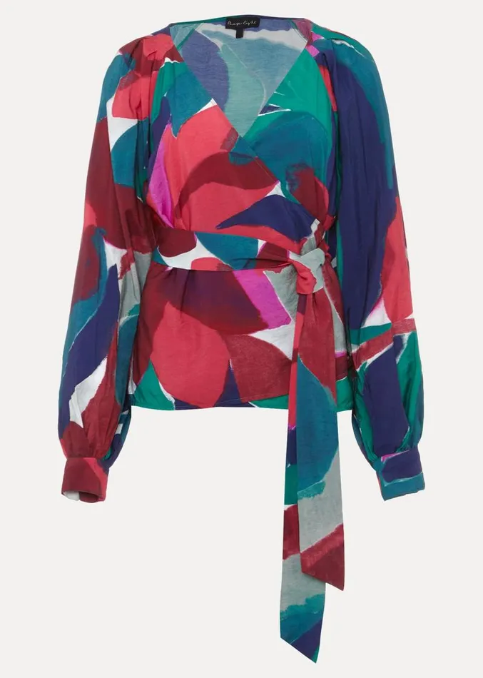Shalni Abstract Floral Wrap Top Multicoloured Women Phase Eight Shirts and Blouses Shalni Abstract Floral Wrap Top Multicoloured Women Phase Eight Shirts and Blouses