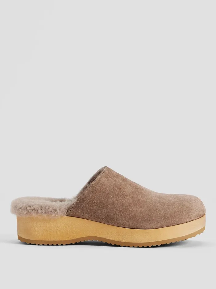 Shearling Clog In Suede Marble Women Eileen Fisher Shoes