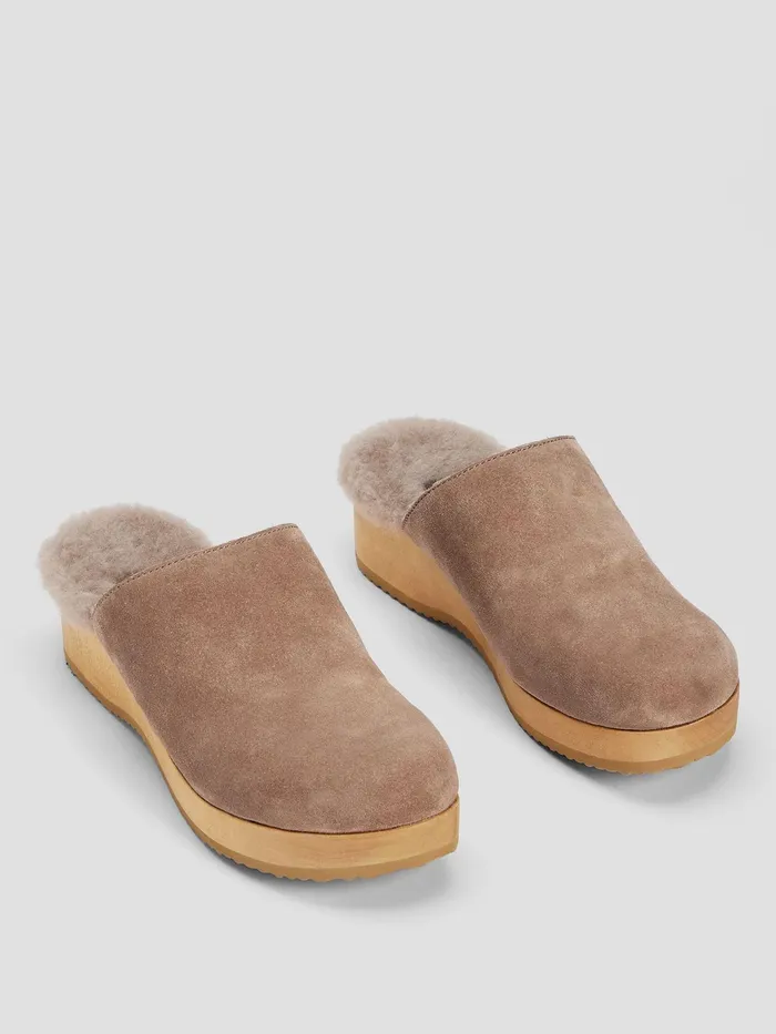 Shearling Clog In Suede Marble Women Eileen Fisher Shoes