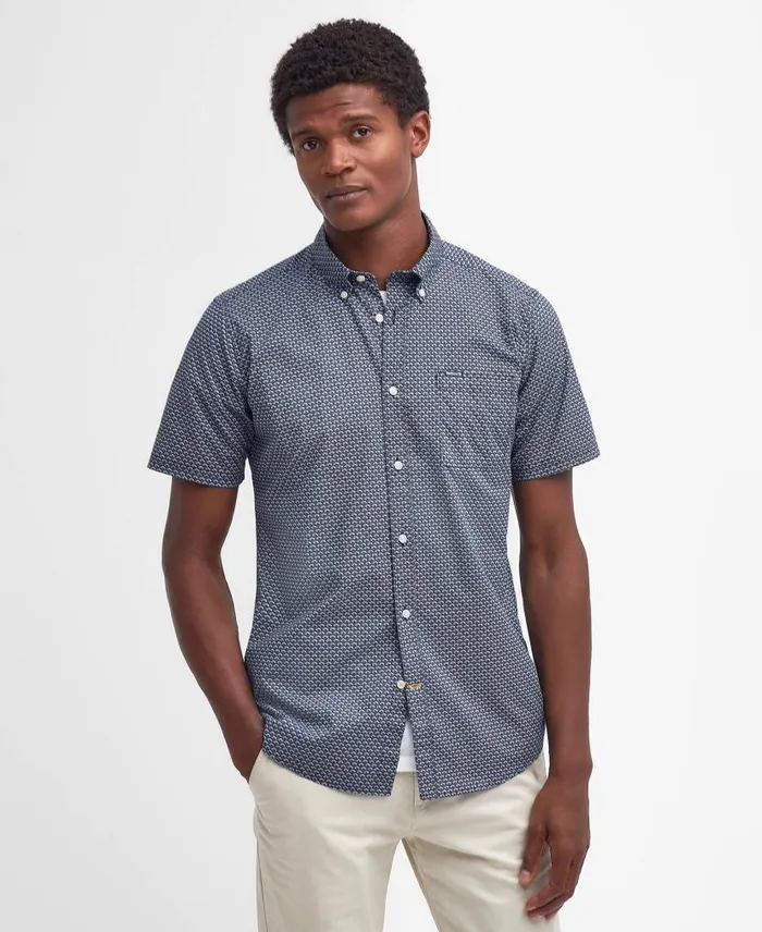 Shell Tailored ShortSleeved Shirt Classic Navy Men Barbour Shirts