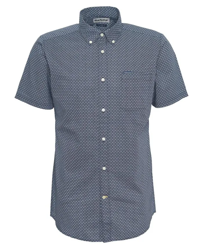 Shell Tailored ShortSleeved Shirt Classic Navy Men Barbour Shirts