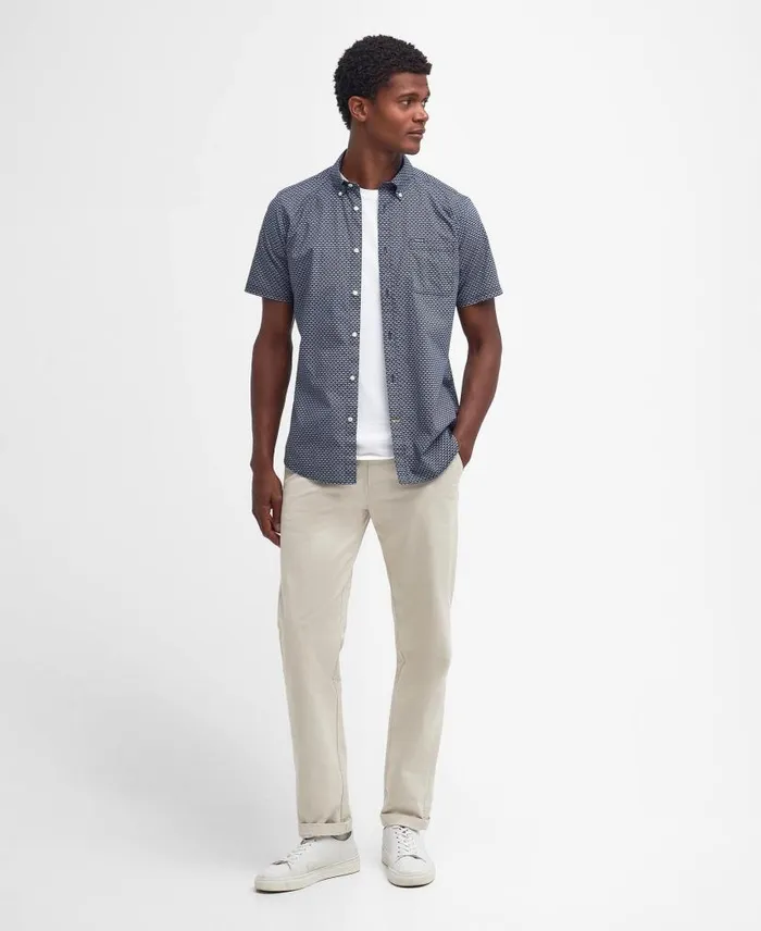 Shell Tailored ShortSleeved Shirt Classic Navy Men Barbour Shirts