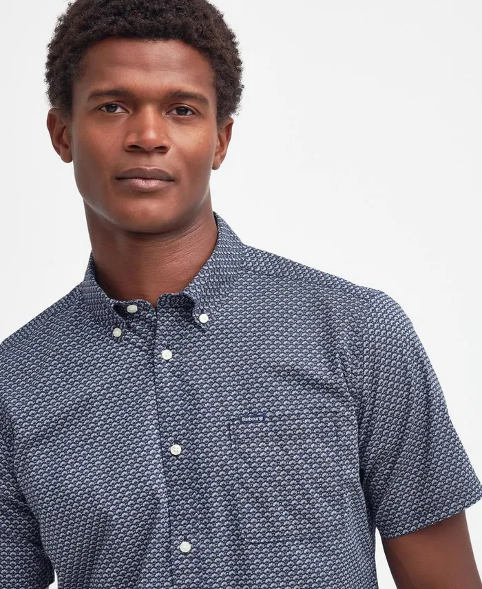 Shell Tailored ShortSleeved Shirt Classic Navy Men Barbour Shirts