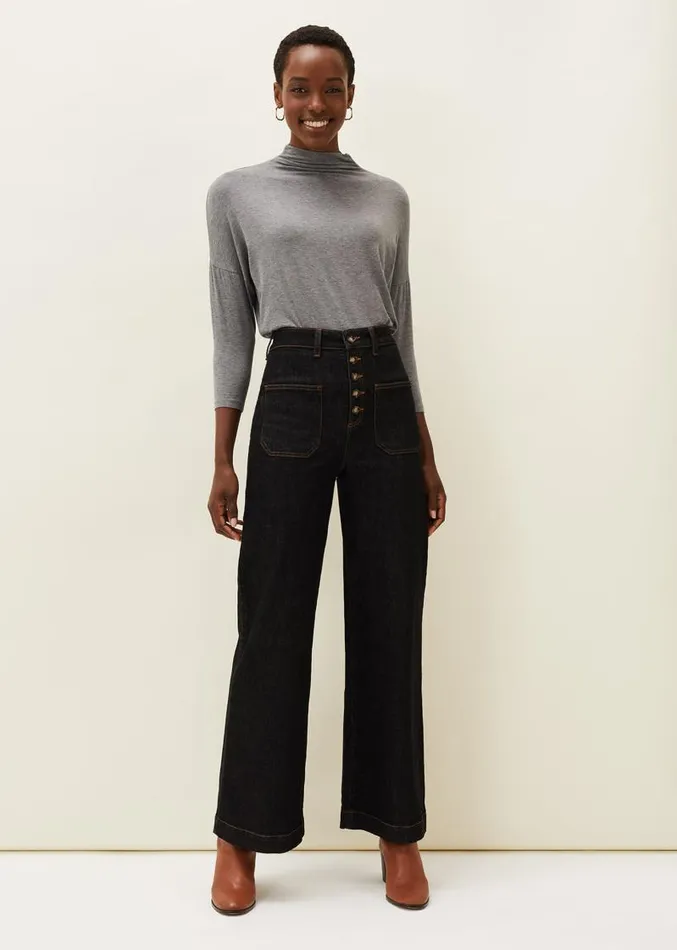 Shiloh Roll Neck Jersey Top Grey Women Phase Eight Tops and TShirts