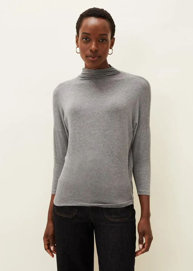 Shiloh Roll Neck Jersey Top Grey Women Phase Eight Tops and TShirts
